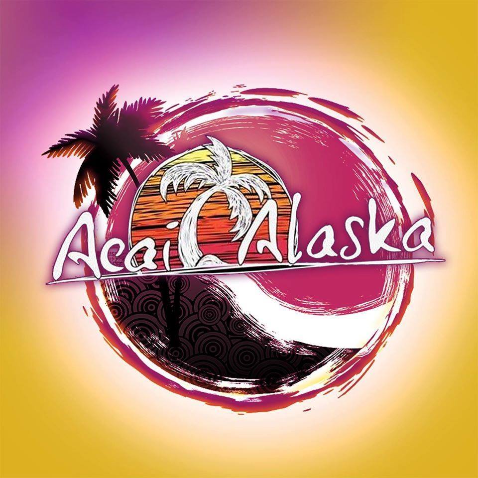 Acai of Alaska Logo - A vibrant purple and pink acai bowl with fresh fruits
